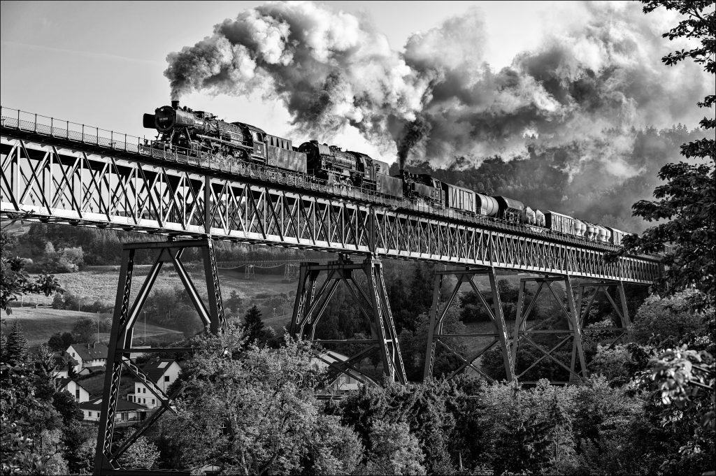 Steam Engine, Train, Class 50 23 64, Bridge, Trees, Village
