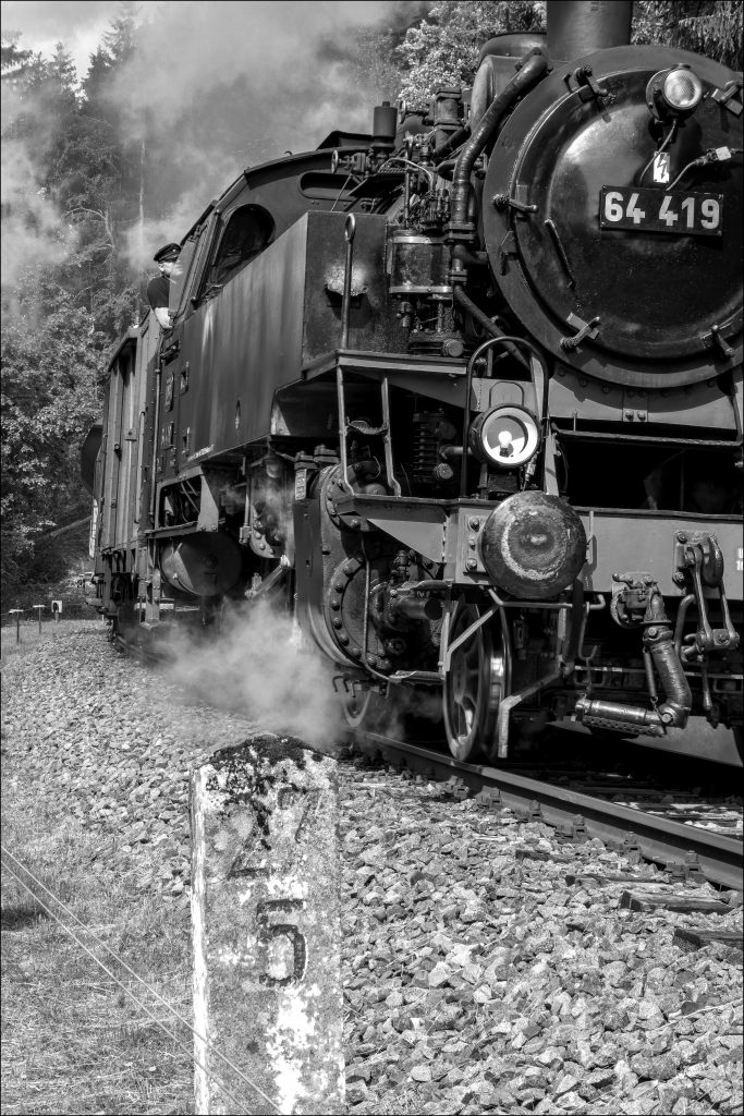 Steam Engine, Train, Class 64, Milepost, Railway Track